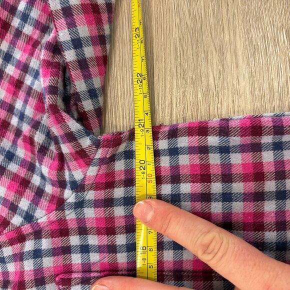 Roots Womens Flannel Purple blue plaid button up shirt cotton long sleeves sz S - Picture 8 of 10